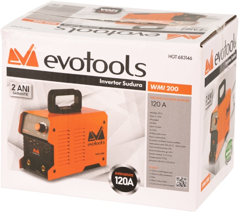 Invertor Sudura cu Afisaj LED EvoTools WMI200, 120 A, 5.1 kVA