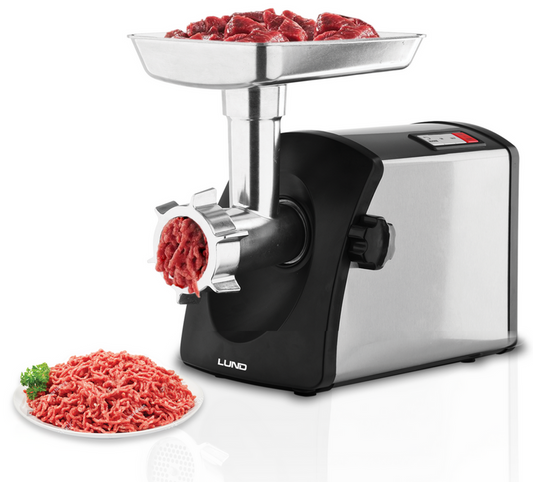 Masina de tocat carne LUND 4in1, 1200W, 3000W maxim, inox, multifunctionala pentru carne, legume, carnati si kebbe