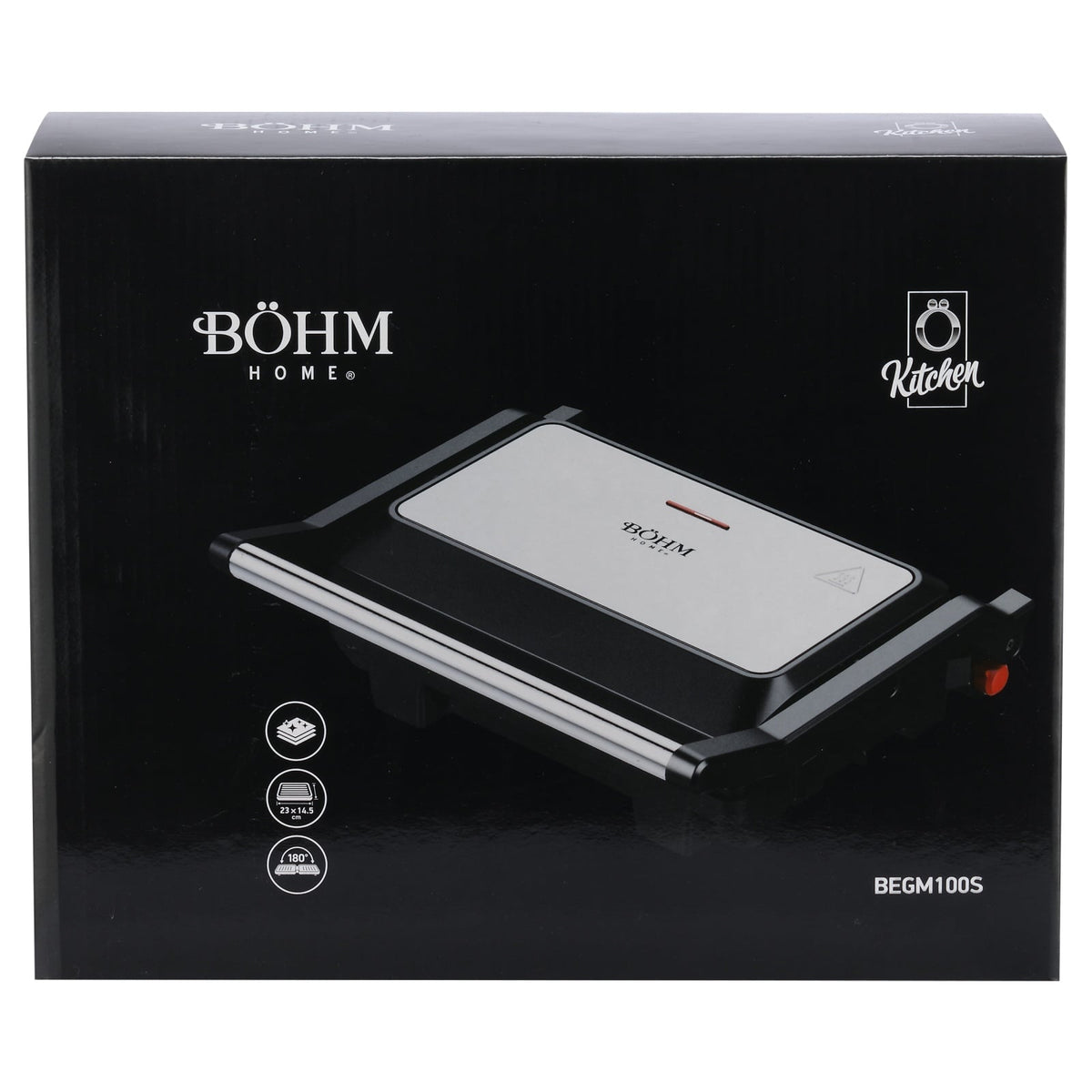 Gratar electric BÖHM HOME BEGM100S, 1000 W, placi reversibile