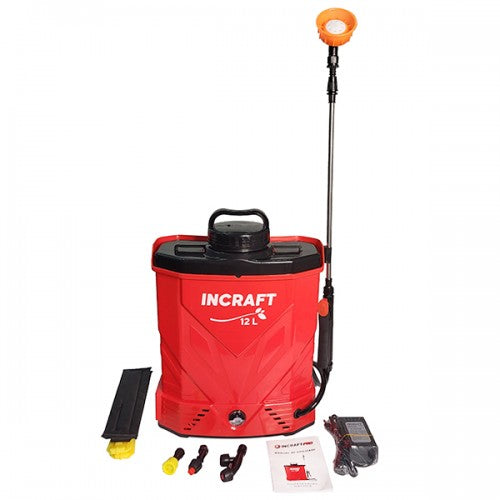 Pompa de stropit electrica INCRAFT 12L, cu acumulator 12V 12Ah, 4 duze, otel inoxidabil