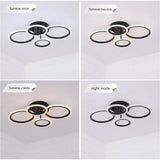 Lustra LED Cercuri Neagra 56W, 4 Brate, 4800 lm, 580x90mm, IR