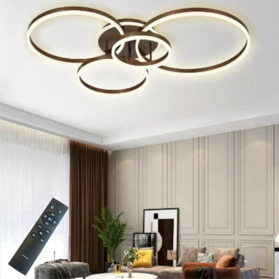 Lustra LED Dione 176W, 8000lm, 3000K/4000K/6500K, telecomanda, auriu