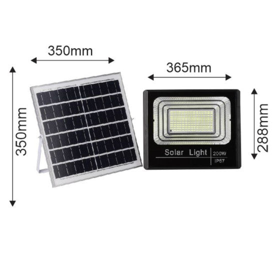 Proiector solar 200W, 1500 lm, 365x288x90 mm