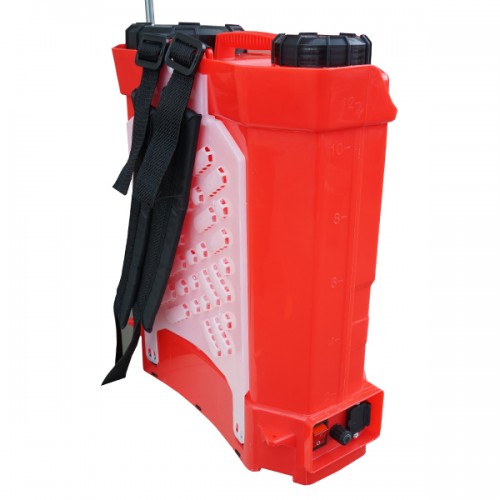 Pompa de stropit electrica Master Kraft KF-12C-10R, 12L, acumulator 12V 8Ah, tub telescopic 60-110 cm, 5 duze, rosie