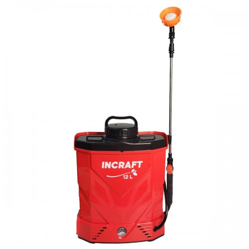 Pompa de stropit electrica INCRAFT 12L, cu acumulator 12V 12Ah, 4 duze, otel inoxidabil