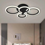 Lustra LED Cercuri Neagra 56W, 4 Brate, 4800 lm, 580x90mm, IR
