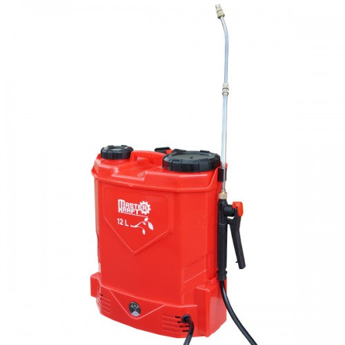 Pompa de stropit electrica Master Kraft KF-12C-10R, 12L, acumulator 12V 8Ah, tub telescopic 60-110 cm, 5 duze, rosie