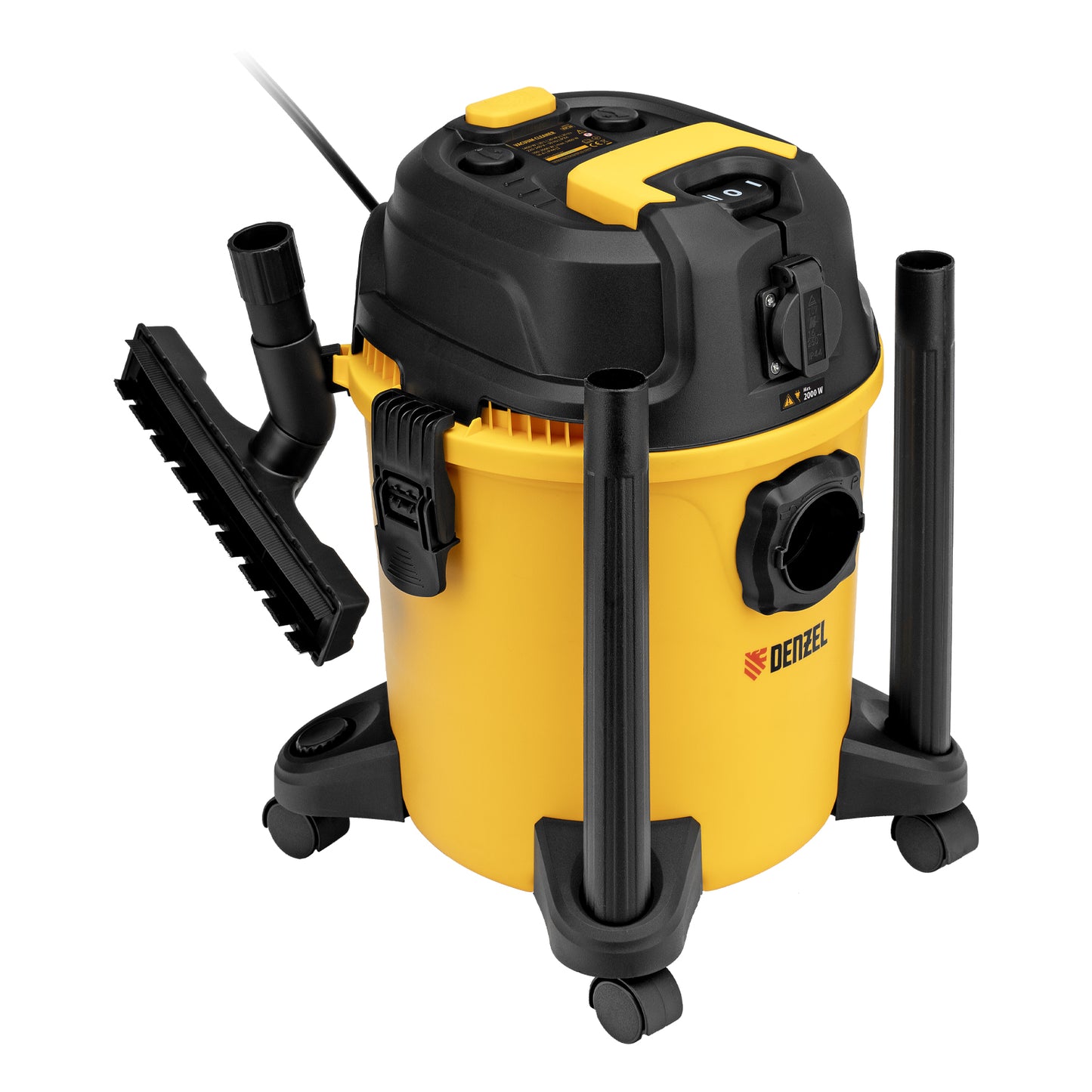 Aspirator Denzel EVC20, 1400 W, rezervor 20 L, furtun 3 m, priza cu sincronizare automata