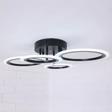 Lustra LED Cercuri Neagra 56W, 4 Brate, 4800 lm, 580x90mm, IR