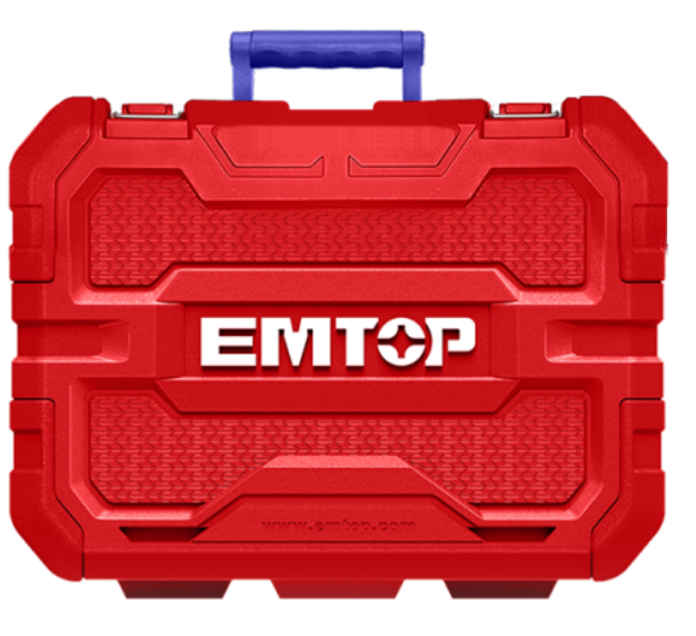 Mașină de găurit și înșurubat cu impact, cu 2 baterii 1.5Ah, încărcare prin cablu tip C, 45Nm, 50 accesorii, cutie de transport - ECiDL12620, EMTOP