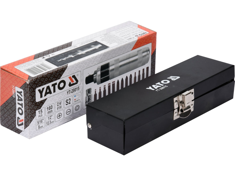 Surubelnita de impact Yato YT-28015, 15 piese, CrV si biti S2 - imagine produs 3