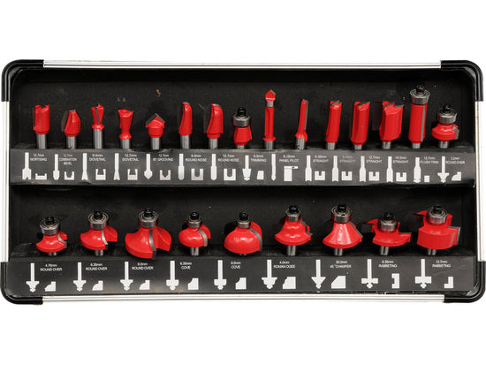 Set freze pentru lemn Yato 25 buc, diametru tija 8 mm, capete cu insertii din carbura YG6X YT-6801 - imagine produs 3