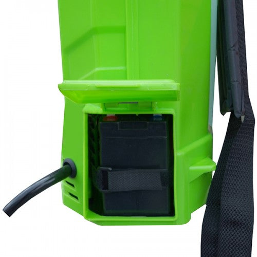 Pompa de stropit electrica Master Kraft KF-12C-10V, 12L, acumulator 12V 8Ah, tub telescopic 60-110 cm, 5 duze, verde