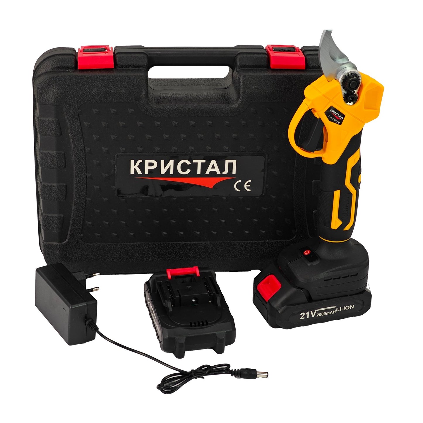 Foarfeca Electrică pentru Vita de Vie; Crengi DDT-CRISTAL, 21V, 2 Ah, Motor Brushless, Deschidere Maxima 30 mm, 2 Baterii Incluse