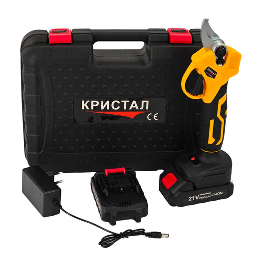 Foarfeca Electrică pentru Vita de Vie; Crengi DDT-CRISTAL, 21V, 2 Ah, Motor Brushless, Deschidere Maxima 30 mm, 2 Baterii Incluse