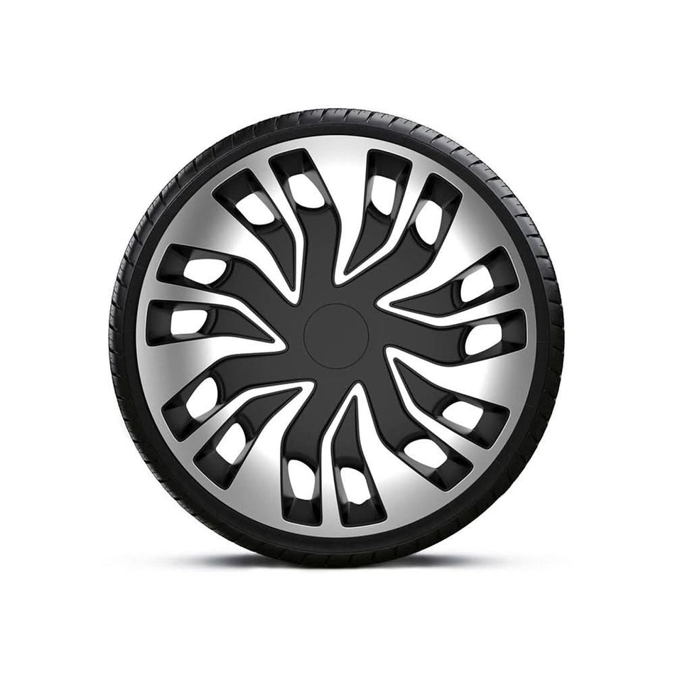 Set 4 capace roți universale 16 inch  Black Fast Van, material plastic ABS
