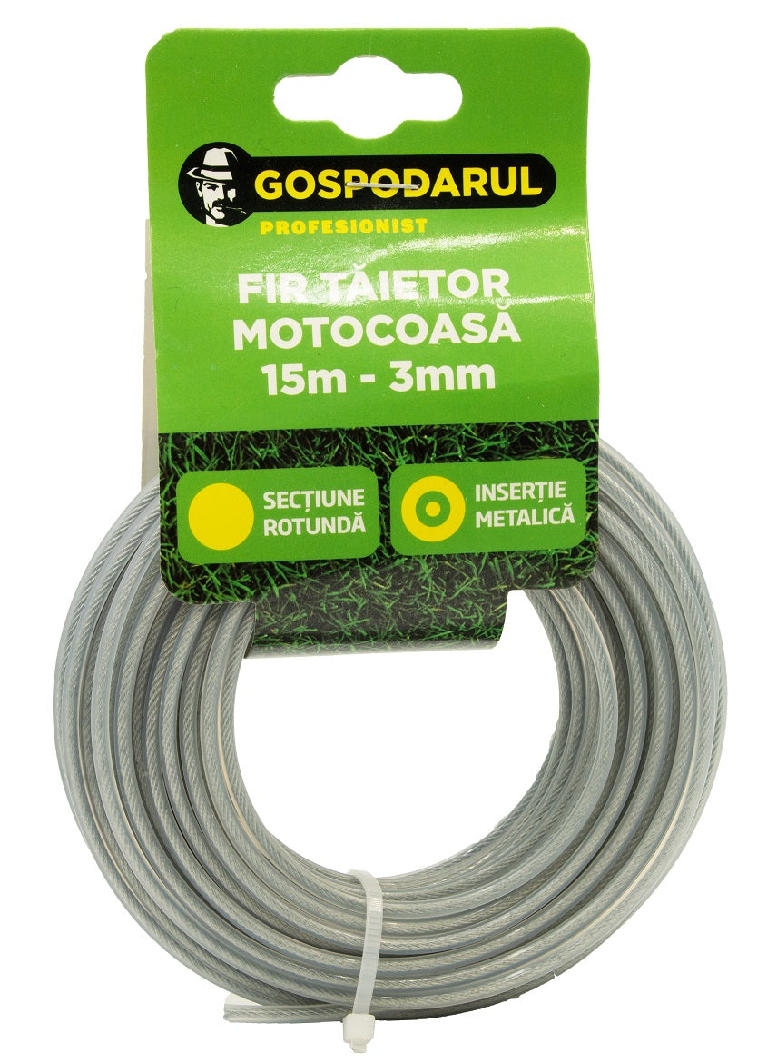 Fir taietor cu insertie metalica 15m, 3mm – durabil si eficient pentru vegetatie densa