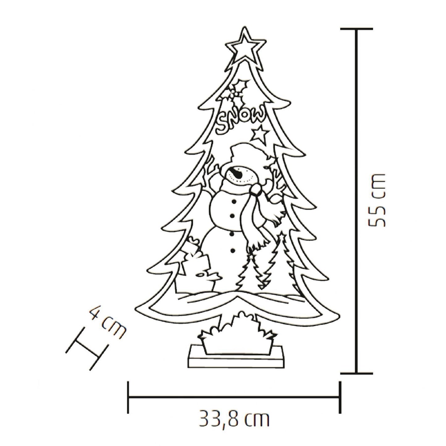 Decor de masă cu LED și fir optic, brad color din lemn - KAD 35