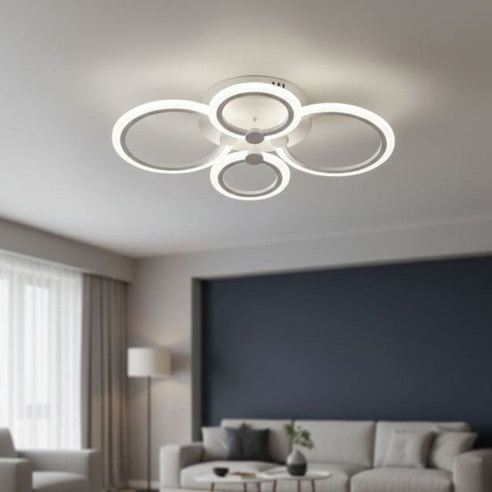 Lustra LED Cercuri 56W, 4 Brate, 580x90mm, 3 Culori, IR