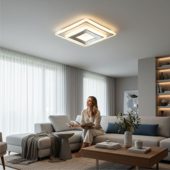 Plafoniera LED Sinope 56W, 4600lm, 300x300x50mm