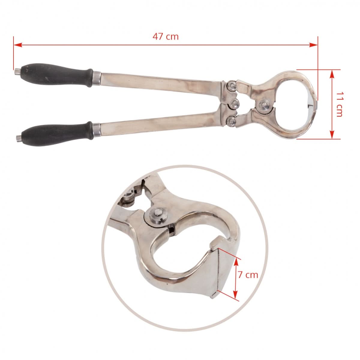 Clese castrare fara sange pentru tauri si cai, oțel nichelat, 47 cm