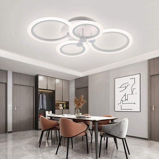 Lustra LED Cercuri 56W, 4 Brate, 580x90mm, 3 Culori, IR
