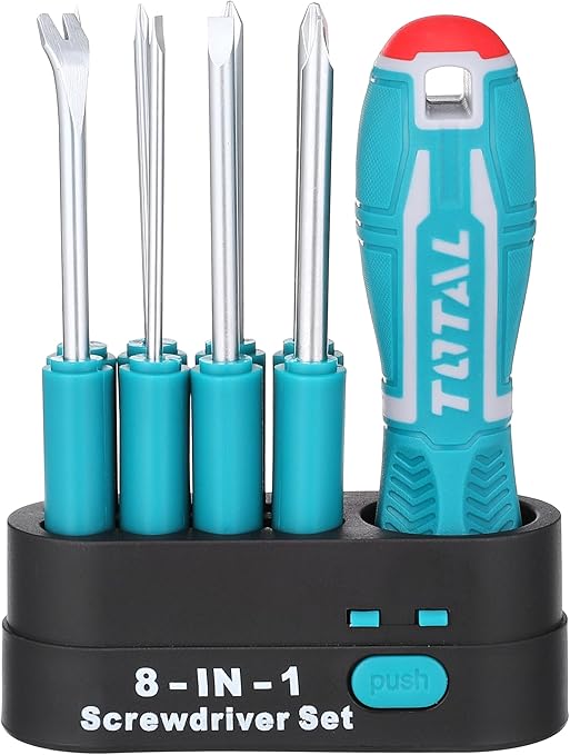 Set Surubelnite Interchangeabile TOTAL Industrial 9 piese CR-V – Maner Ergonomic, Otel Crom-Vanadiu