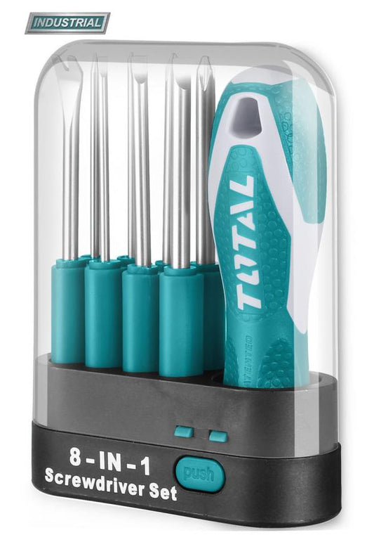 Set Surubelnite Interchangeabile TOTAL Industrial 9 piese CR-V – Maner Ergonomic, Otel Crom-Vanadiu