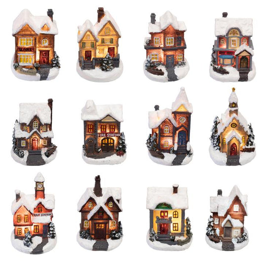 Casuta LED Colorata, Interior, 12 LED-uri, Polyresin, 7x10x6 cm, KDC01