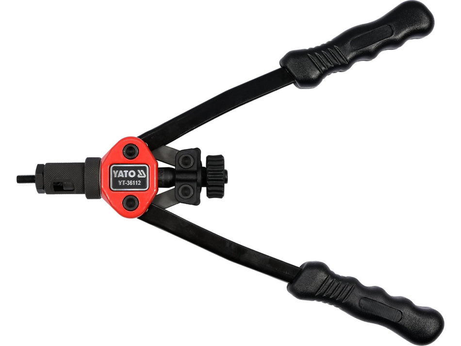 Cleste pentru piulite nituibile Yato M3-M8, presa manuala din otel cromo-molibden, manere cauciucate antiderapante