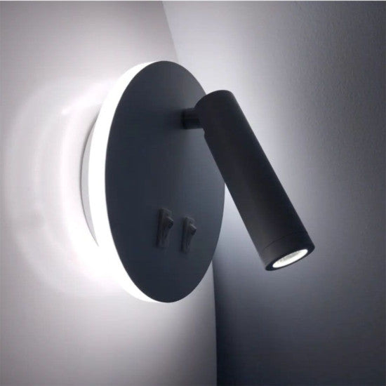 Aplica LED neagra cu spot, 10W, 430 lm, 140x140x68 mm