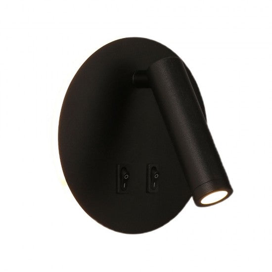 Aplica LED neagra cu spot, 10W, 430 lm, 140x140x68 mm