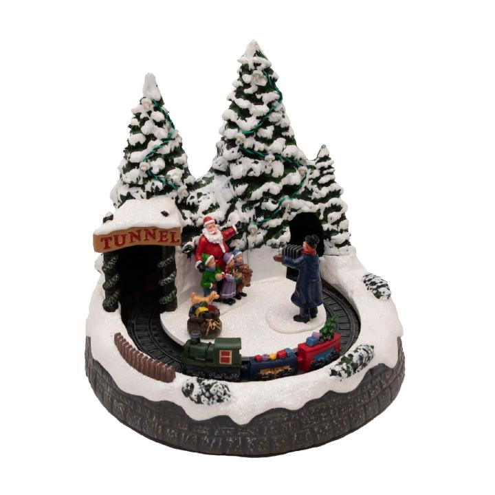 Sceneta LED cu Tren, Fotograf si Mos, Muzica, DRM 8, Interior, Baterii