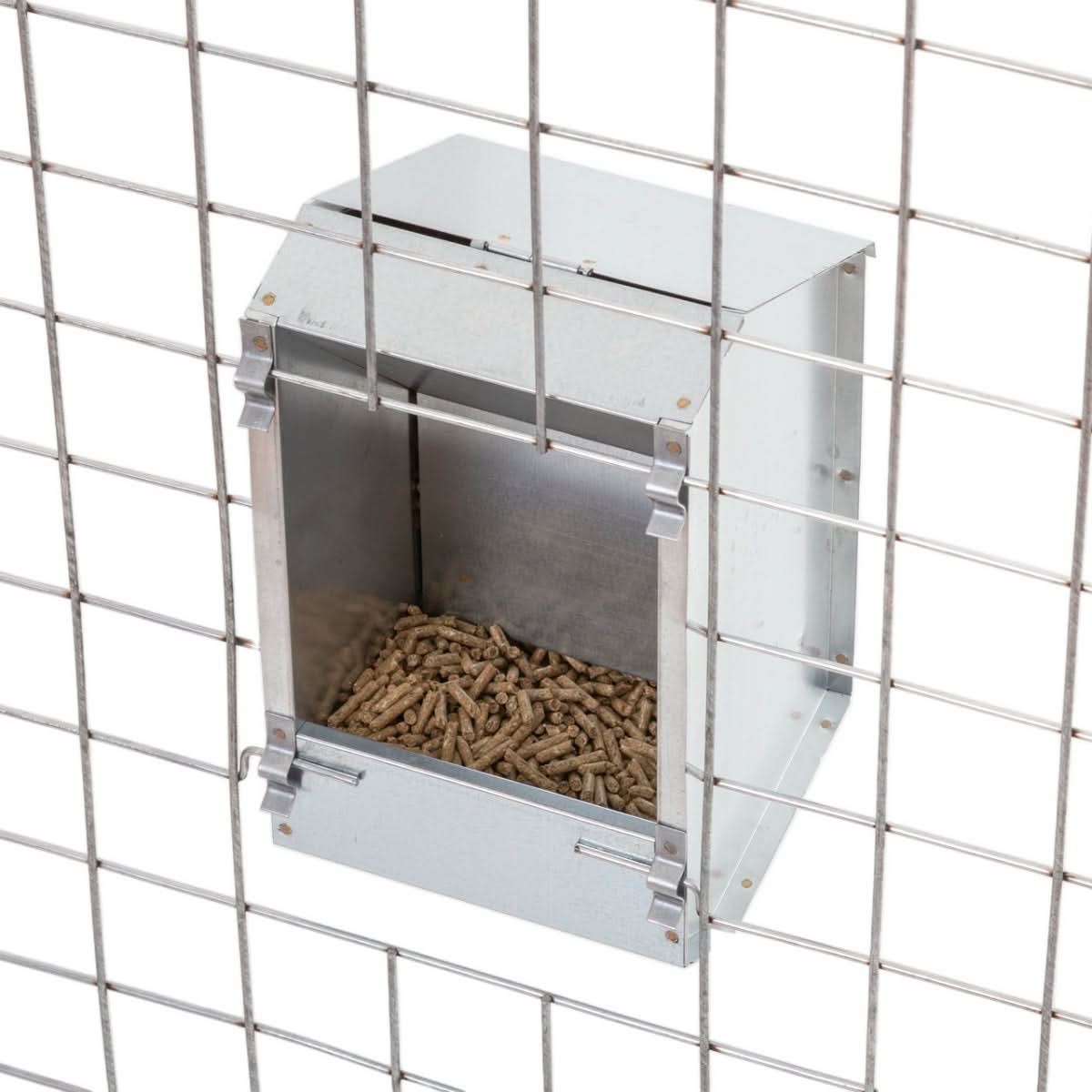 Hranitoare metalica zincata pentru iepuri, 2.2 litri, cu un compartiment
