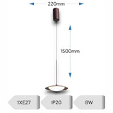 Lustra LED Ara, 8W, 750lm, 3000K/4000K/6500K, cafeniu