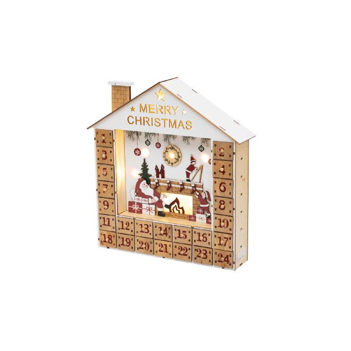 Calendar de Advent LED din Lemn, 10 LED-uri, Interior, KLW24