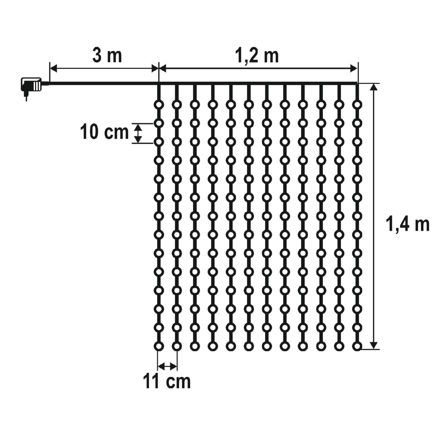 Perdea lumini LED DOT interior, 168 LED alb rece, 12 siruri x 14 LED, 1.2 x 1.4 m, cablu transparent