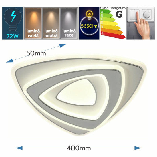 Plafoniera LED Sponde 72W, 5650lm, 400x50mm