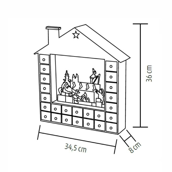 Calendar de Advent LED din Lemn, 10 LED-uri, Interior, KLW24