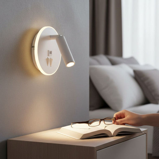 Aplica LED alba cu spot, 10W, 430 lm, 140x140x68 mm