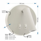 Aplica LED alba cu spot, 10W, 430 lm, 140x140x68 mm