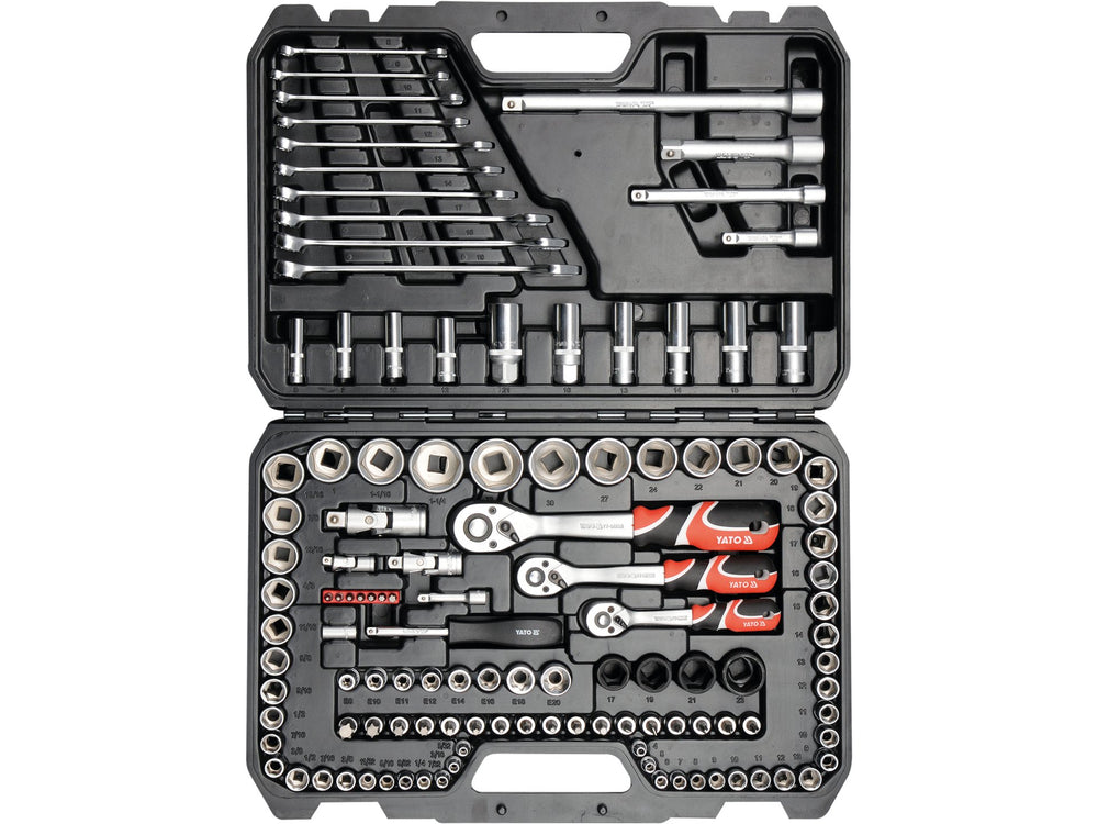 Trusa tubulare Yato 120 piese Metric & SAE, otel CrV 50BV30, biti S2, clichet 72 dinti, sistem AS-Drive, cu valiza rezistenta - vedere 2