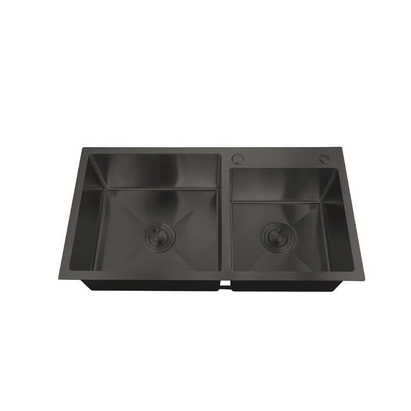 Chiuvetă bucătărie MIXXUS HM7849D-215 NANO-BLACK, 780x490mm, oțel inoxidabil, 215mm adâncime, sifon de scurgere inclus