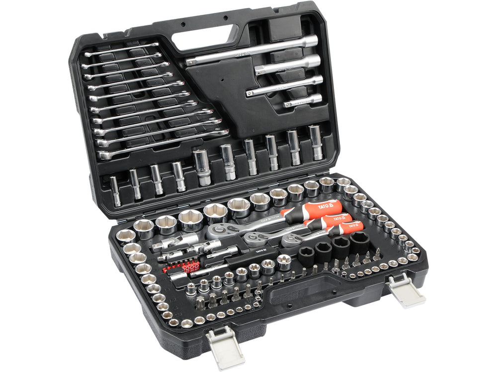 Trusa tubulare Yato 120 piese Metric & SAE, otel CrV 50BV30, biti S2, clichet 72 dinti, sistem AS-Drive, cu valiza rezistenta