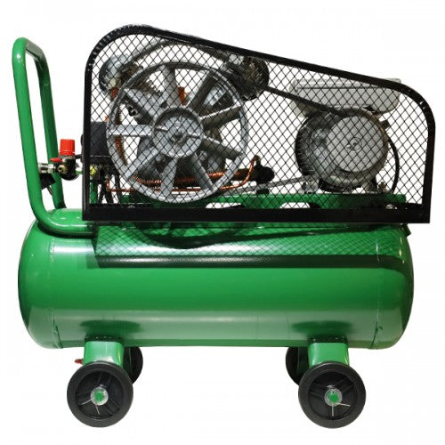 Compresor de aer 70L MasterKraft LAV-0.17/10, 3000W, 2 pistoni, cu ulei, curea, portabil