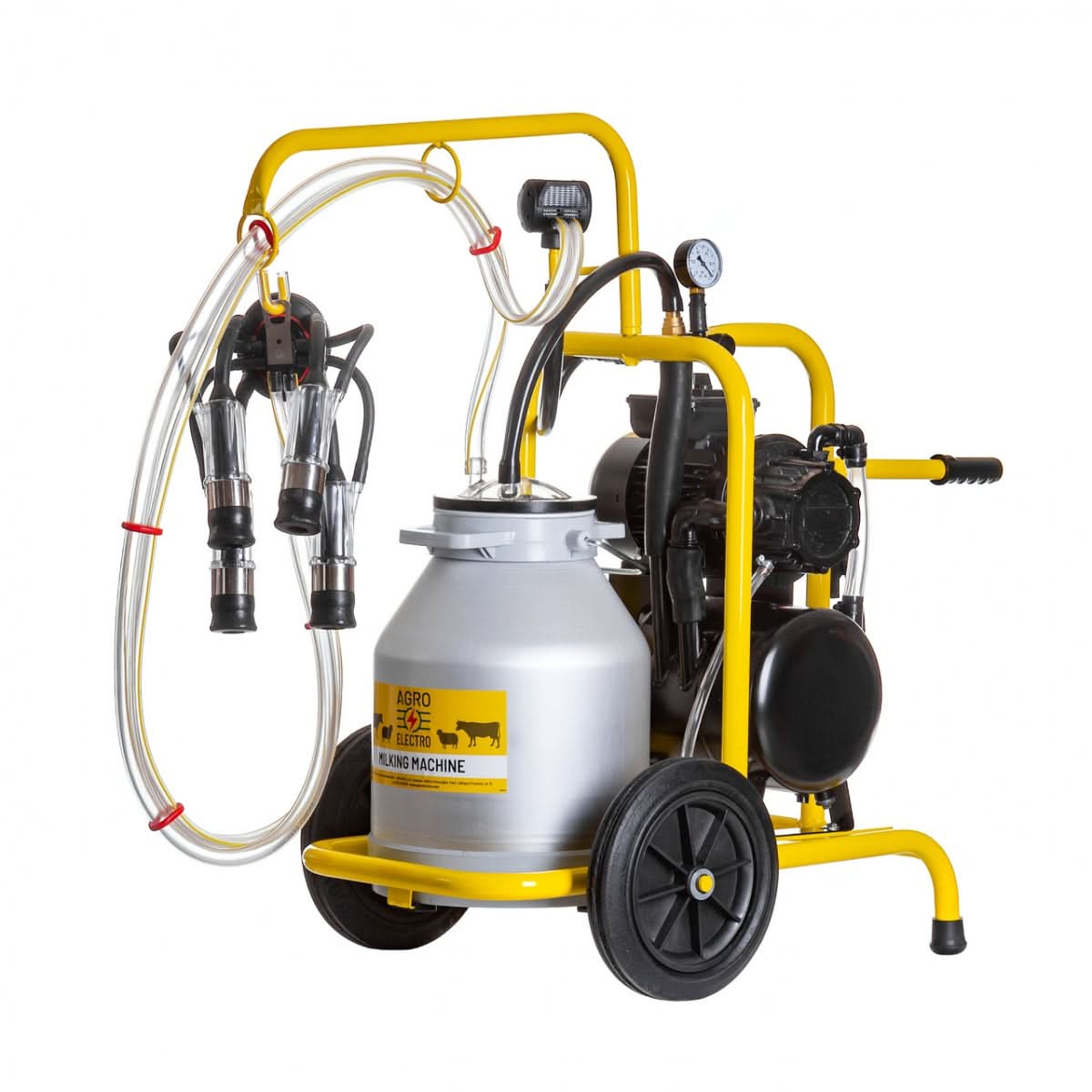 Aparat de muls vaci cu bidon aluminiu 30 litri, pulsator, pompa de vid 550 W, 1 grup muls