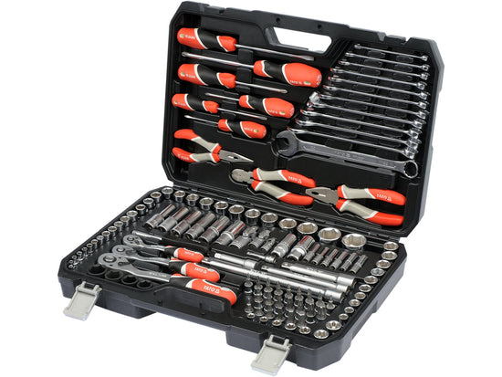 Trusa tubulare Yato XXL 129 piese, otel CrV 50BV30, clichet 72 dinti, chei combinate, biti si clesti, valiza profesionala - vedere 1