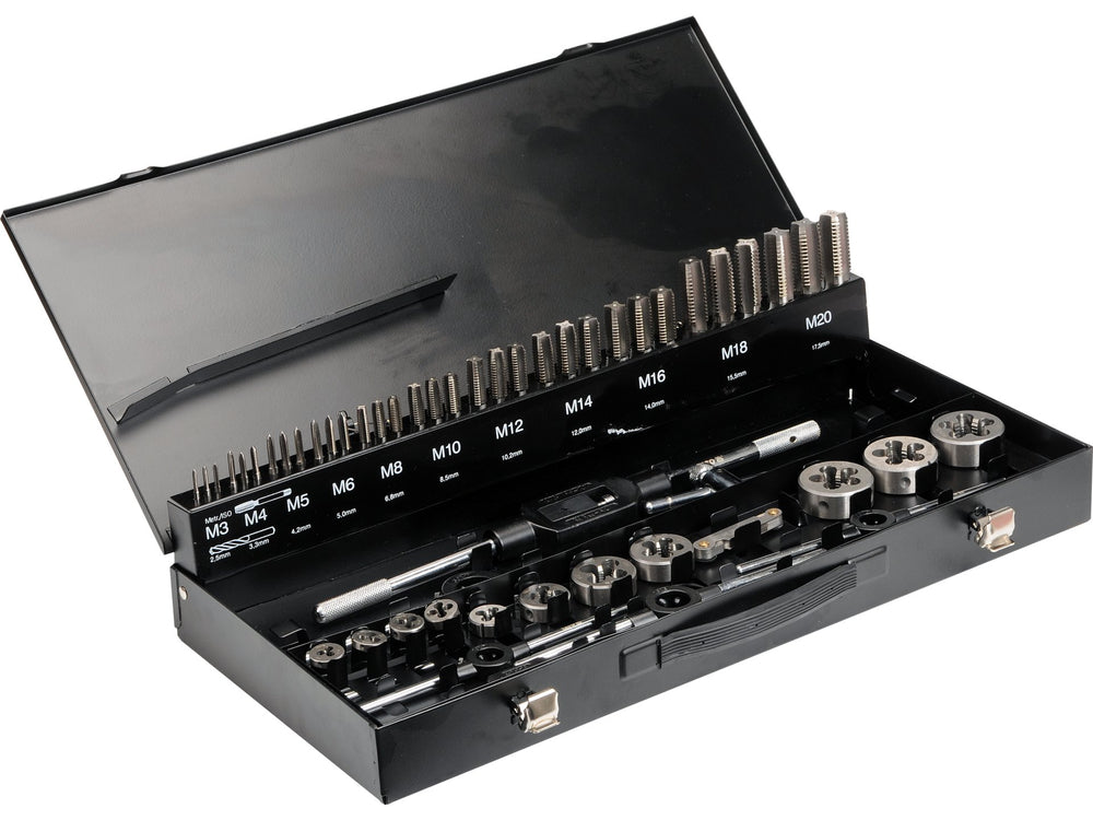 Set tarozi si filiere Yato YT-2979, M3-M20, 56 piese