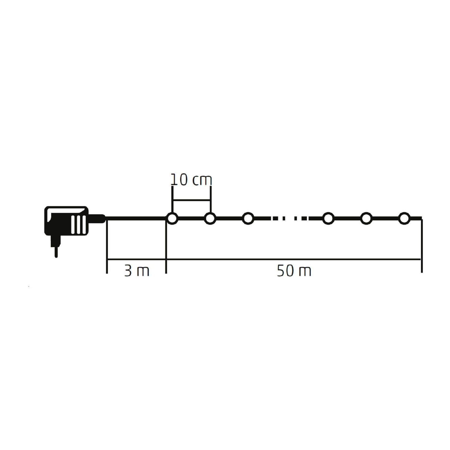 Ghirlandă Luminoasă cu 500 LED-uri Albe Reci, 8 Moduri, Temporizator și Adaptor IP44