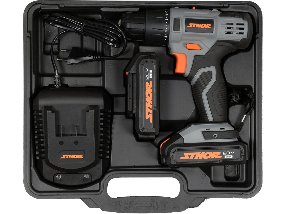 Autofiletanta STHOR 20V, 26Nm, 2x2Ah, Mandrina Autocentrare, Set cu Incarcator